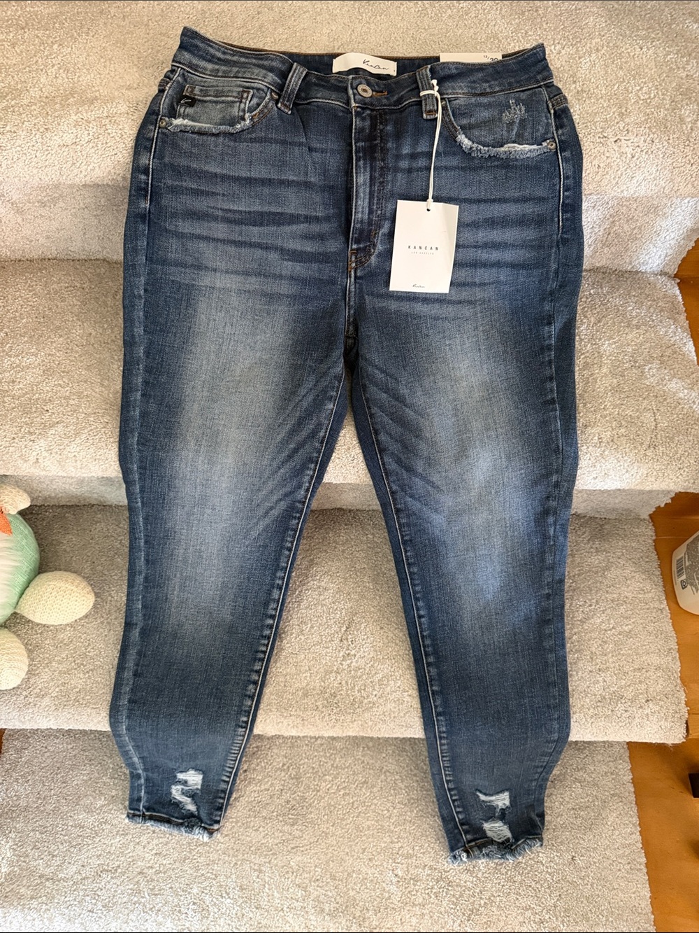 Kancan Women's Dark Blue Distressed Stretch Jeans